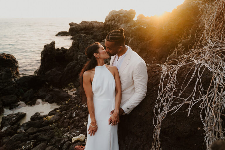 intimate Weddings in Hawaii photo bride and groom kissing